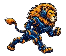 Leono, leul mascotă al Leono.APP, în alergare (cadrul 3 din 9)