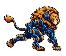 Leono, leul mascotă al Leono.APP, în alergare (cadrul 6 din 9)