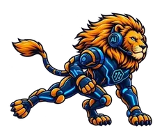 Leono, leul mascotă al Leono.APP, în alergare (cadrul 7 din 9)