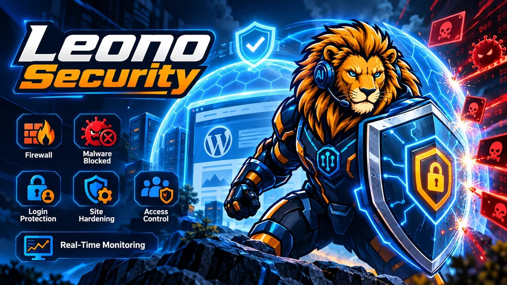 Leono Security: plugin WordPress. Un plugin care apără site-ul de cereri suspecte, urmărește fișierele și te anunță pe email când ceva nu arată bine.